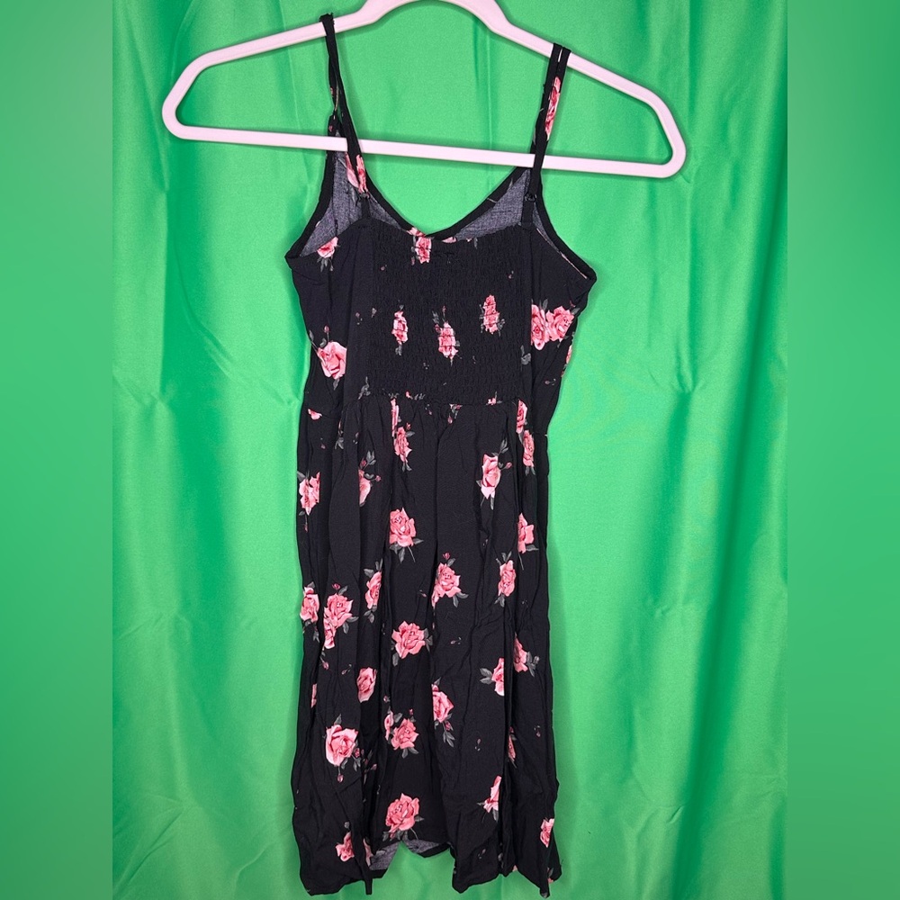 Floral Black Dress with Pink Roses